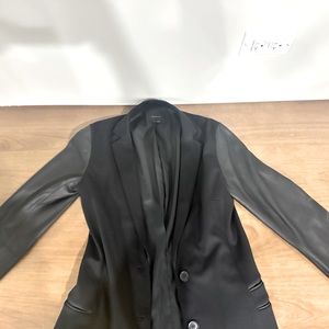 Theory blazer with faux leather sleeves